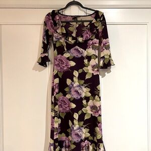 Vintage Floral Print Dress, Size S